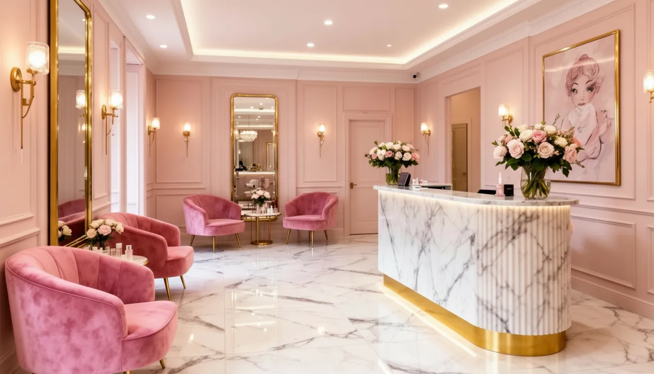 The warm, elegant interior of the Aloha Beauty Lounge salon