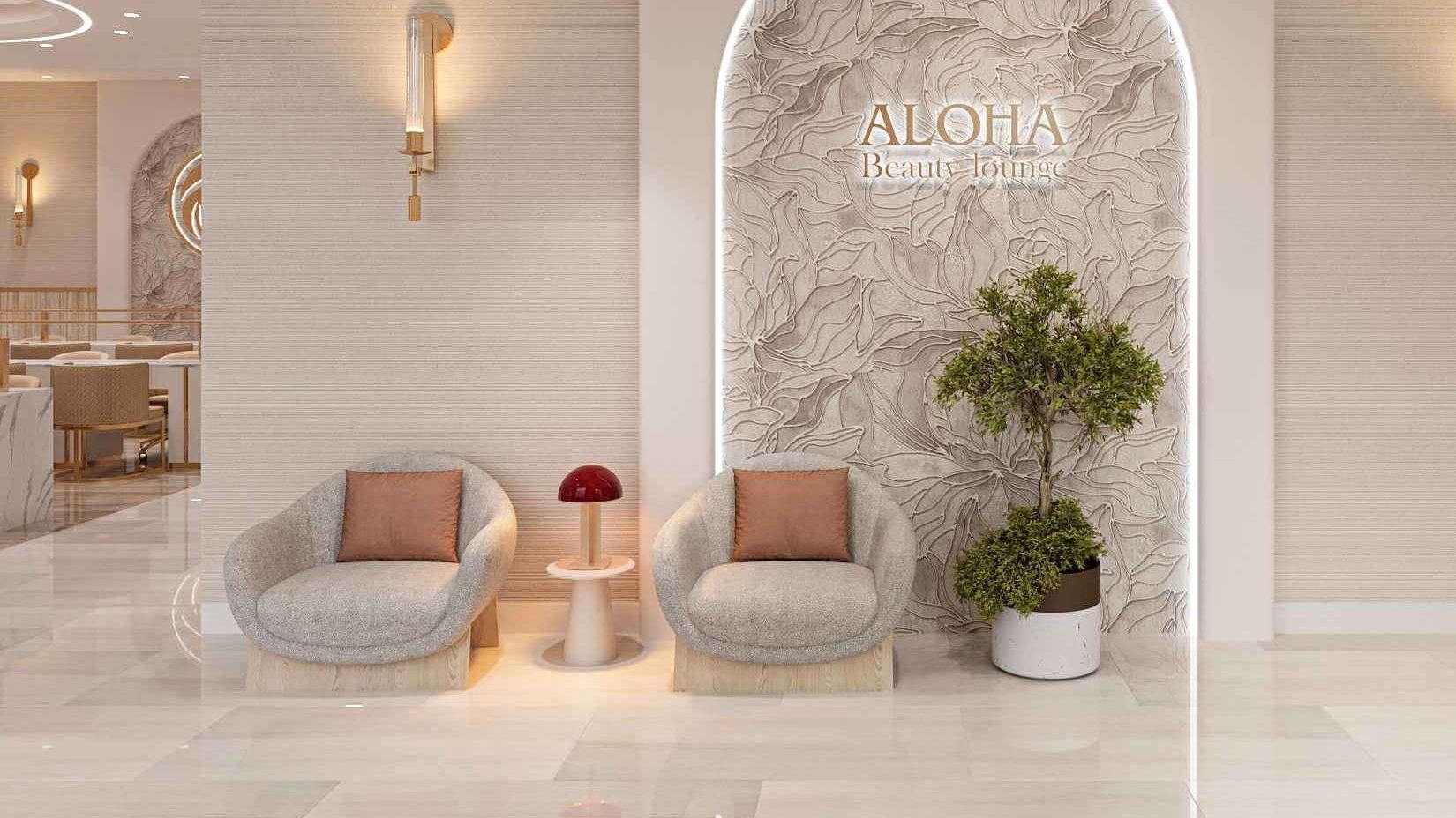 The lounge seating area at Aloha Beauty Lounge in South Jordan, Utah